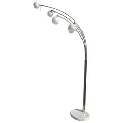 20th Century, Chromed Floor Lamp with Marble Base, 1970s