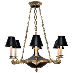 Empire Style Bronze Chandelier with Swan Arms