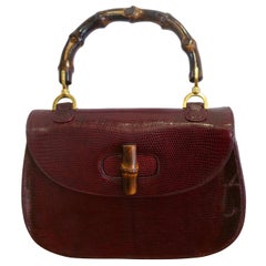 Gucci Vintage Bamboo Snakeskin Handbag, 1960