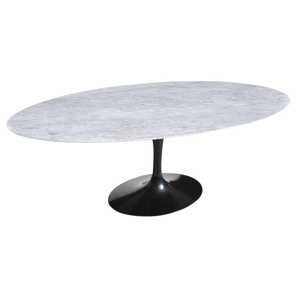 6.5 ft Knoll Saarinen Oval Tulip Dining Table with Carrara Marble Top