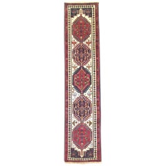 Vintage Persian Hand Knotted Geometric Ardabil Runner Rug