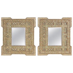 Pair of Middle Eastern Mother of Pearl Inlaid Mirrors