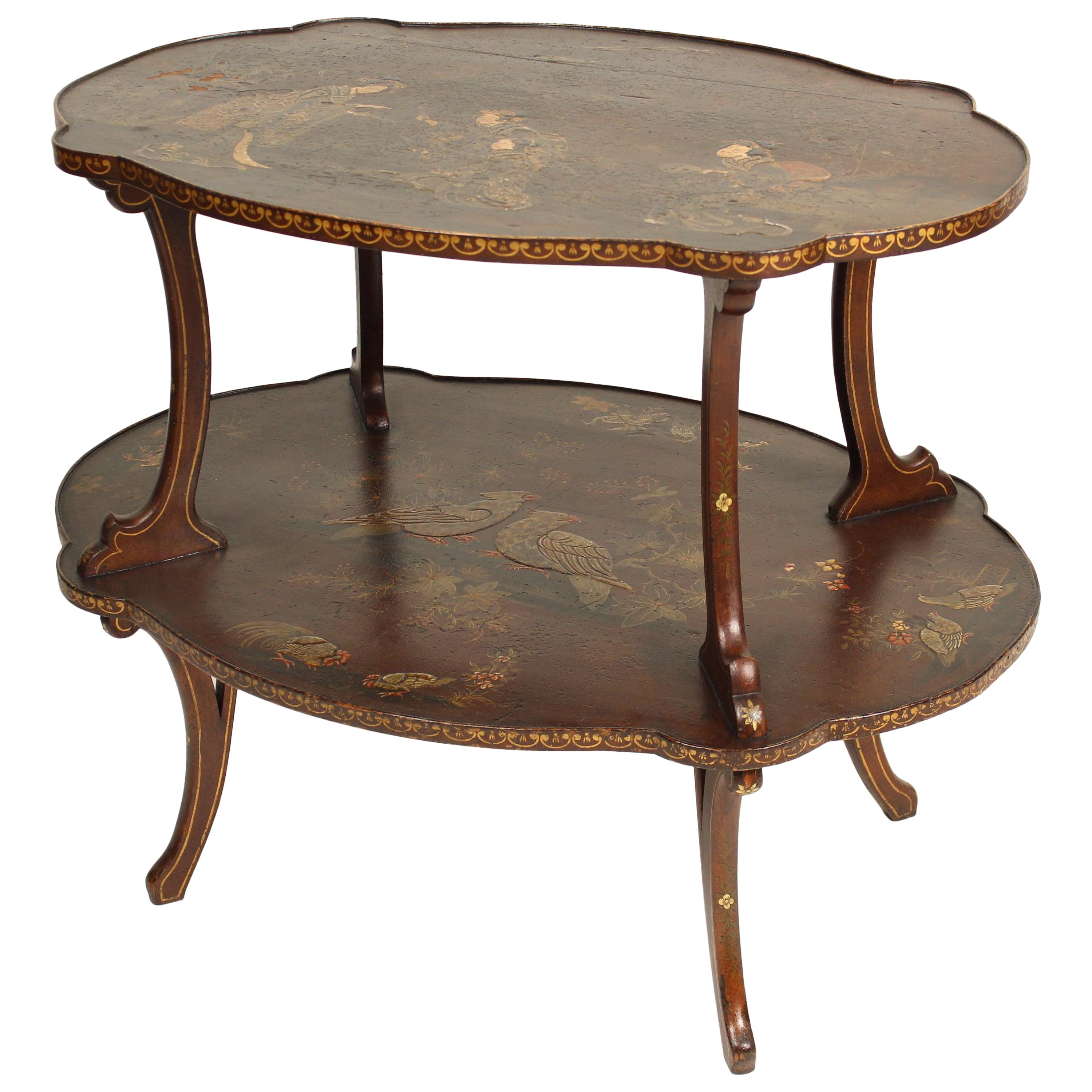 Chinoiserie Decorated Two-Tier Occasional Table