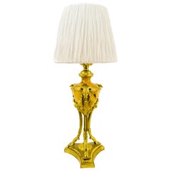 French Louis XVI Style Bronze and Marble Ram's Head Table Lamp