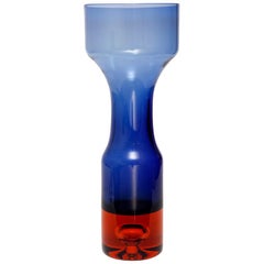 Swedish Midcentury Dark Blue Toned Glass Vase by Bo Borgström for Aseda