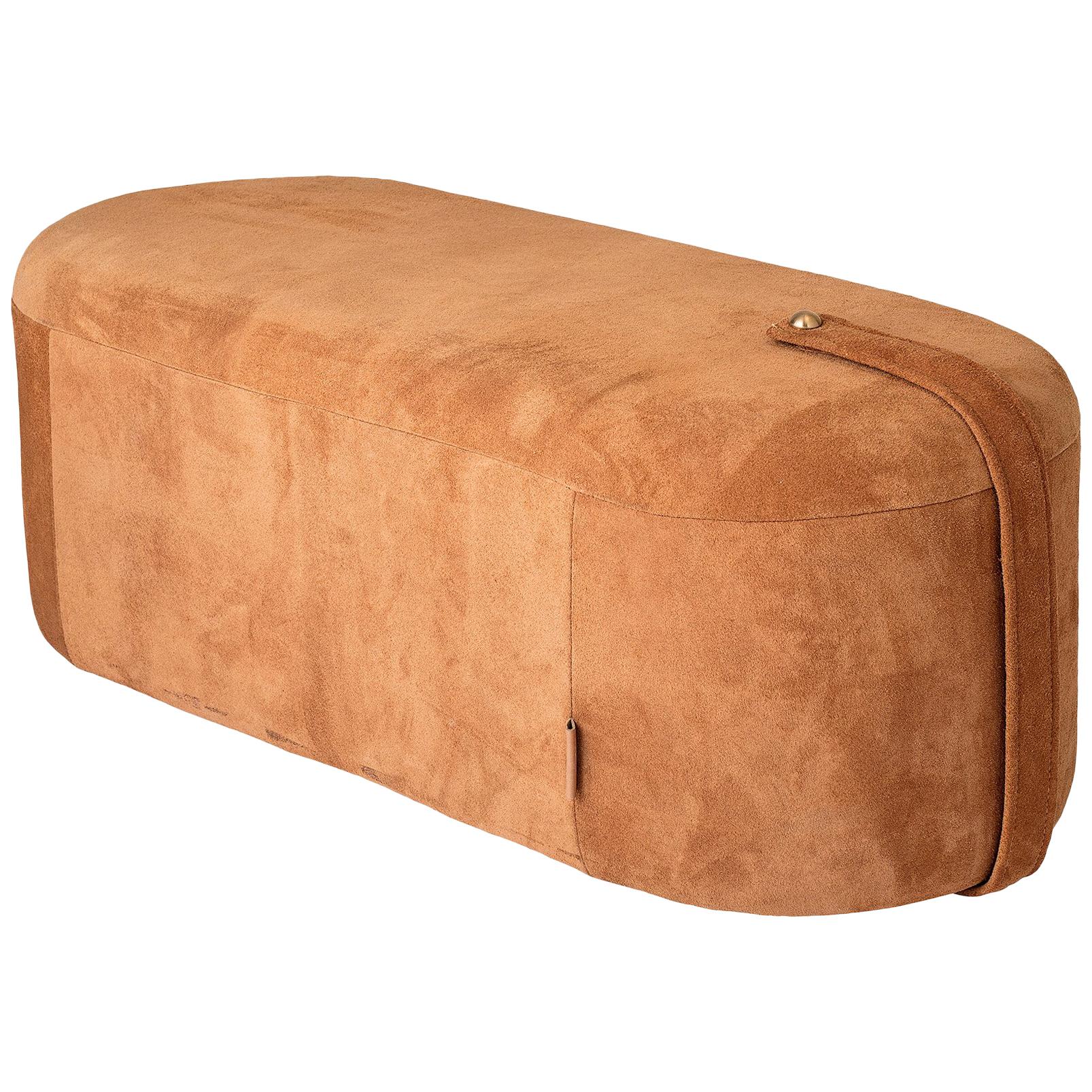 Suede Time Capsule Style Pouf Bench