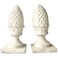 20th Century Pair of Cast Stone Sculptural Cone Form Finial Sculptures