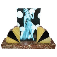 Art Deco Fan Shaped Marble Picture Frame, circa 1930