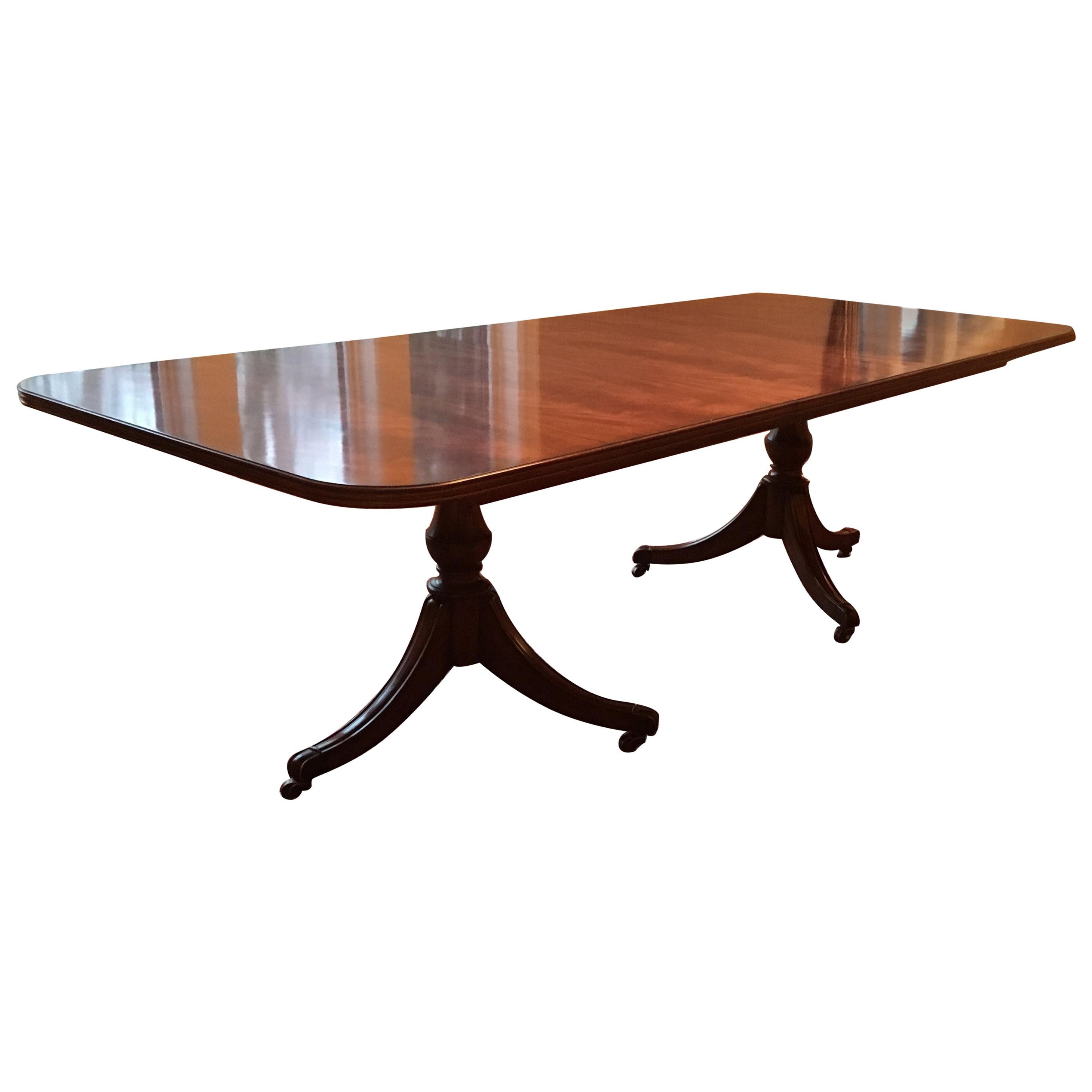 George III Style Mahogany Double Pedestal Dining Table by Maitland-Smith, 1960s