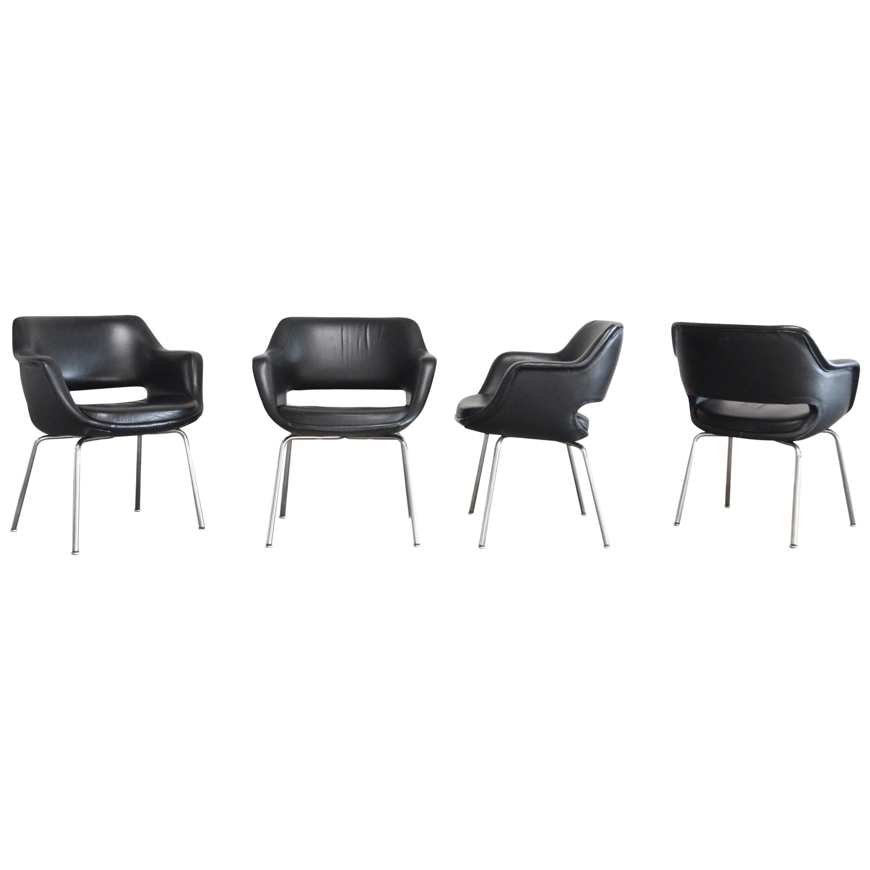 Olli Mannermaa Set of 4 Leather Kilta Chair by Eugen Schmidt & Cassina Martela For Sale