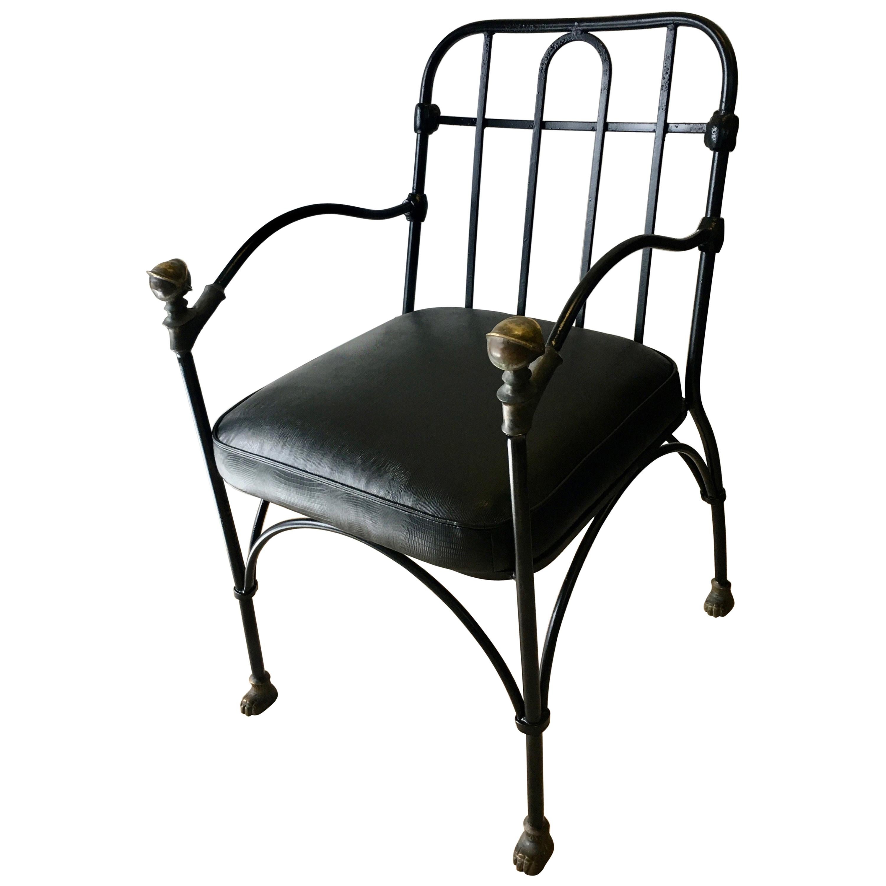 Wrought Iron Chair with Bronze Ball after Giacometti