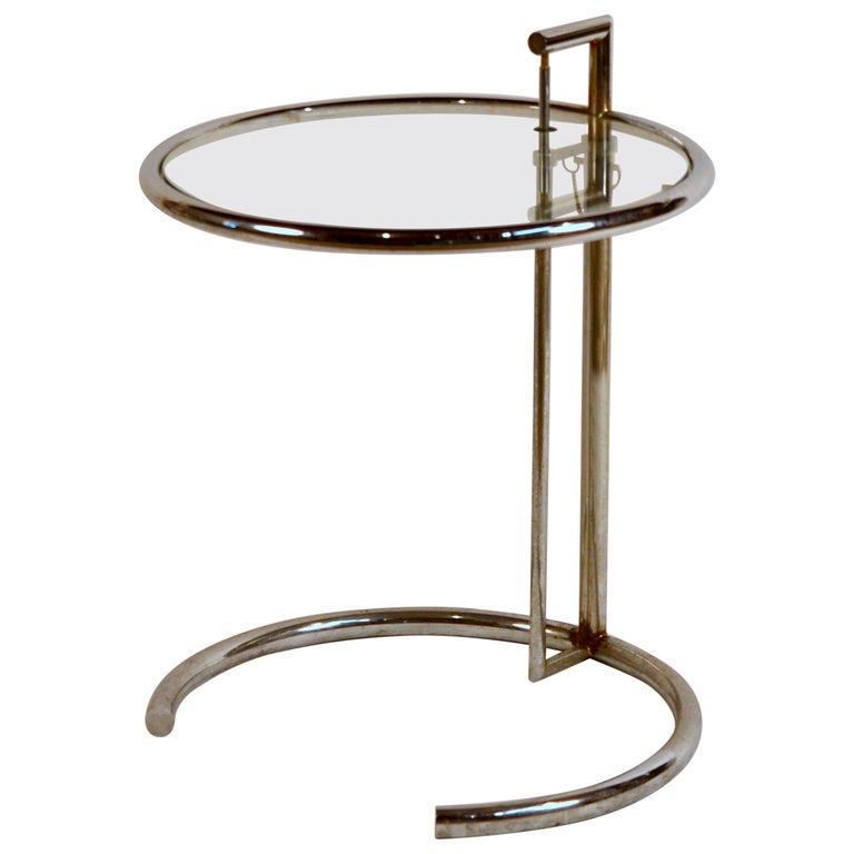 Eileen Gray Chrome And Glass Round Side Table For At 1stdibs Eileen Gray Chrome And Glass Round Side Table For