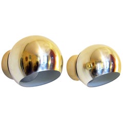 Vintage Pair of 1960s Swedish Orb Wall Lights in Gold by Hemi