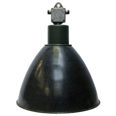 Large Dark Gray Enamel Vintage Industrial Pendant Light