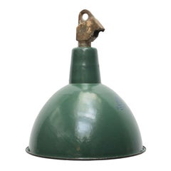 Green Enamel Vintage Industrial Hanging Light Pendant