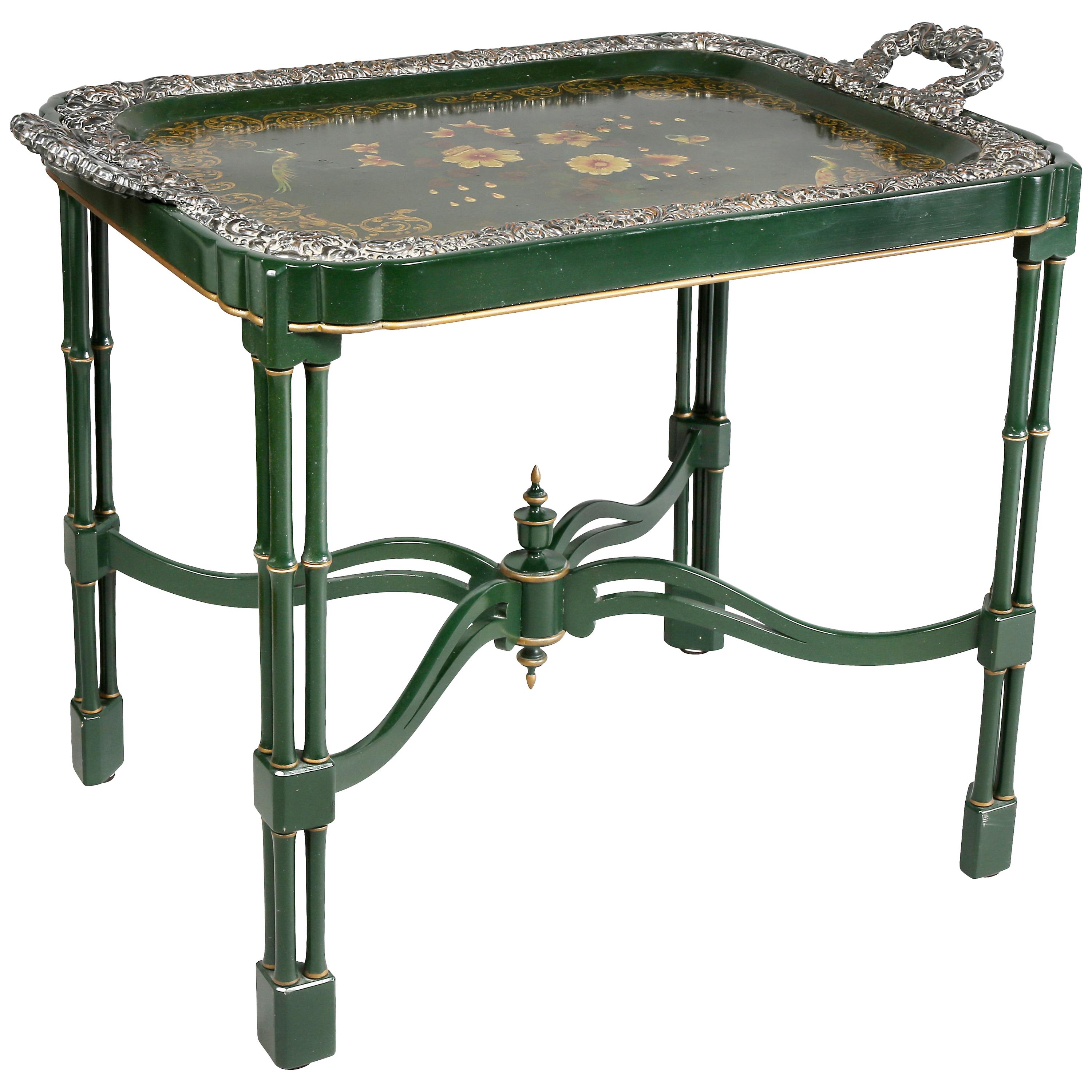Victorian Papier Mache and Silver Plated Tray Table