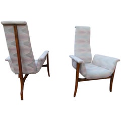 Vintage Magnificent Sculptural 3-Leg Lounge Chairs Mid-Century Modern, Pair