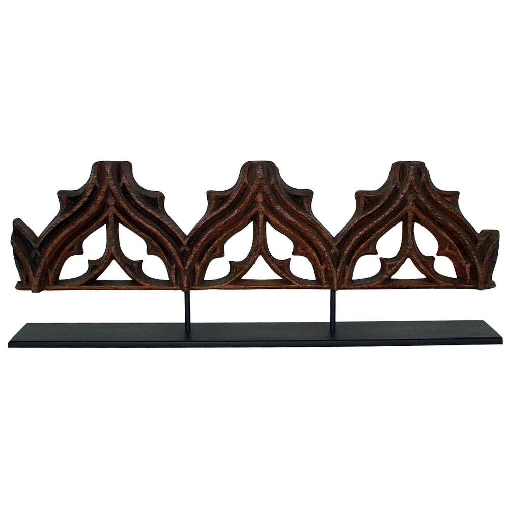 Large French Medieval Gothic Carved Oak Fragment