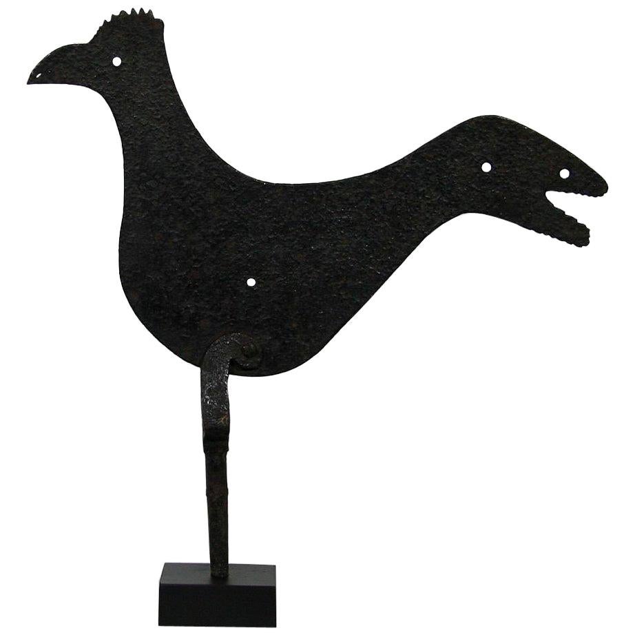 18th-19th Century, French Folk Art Hand Forged Iron Rooster, Weathervane