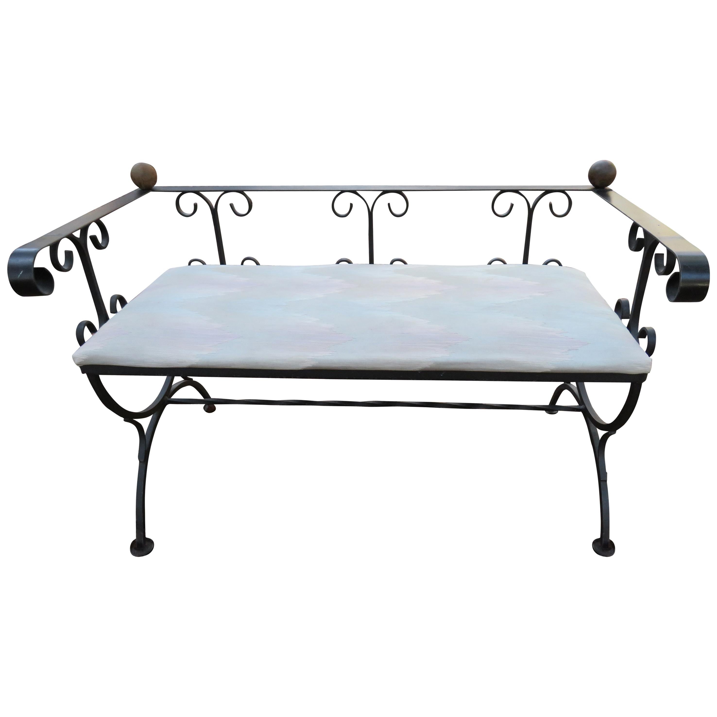 Charming Minimal Design Scroll Iron Bench For Sale