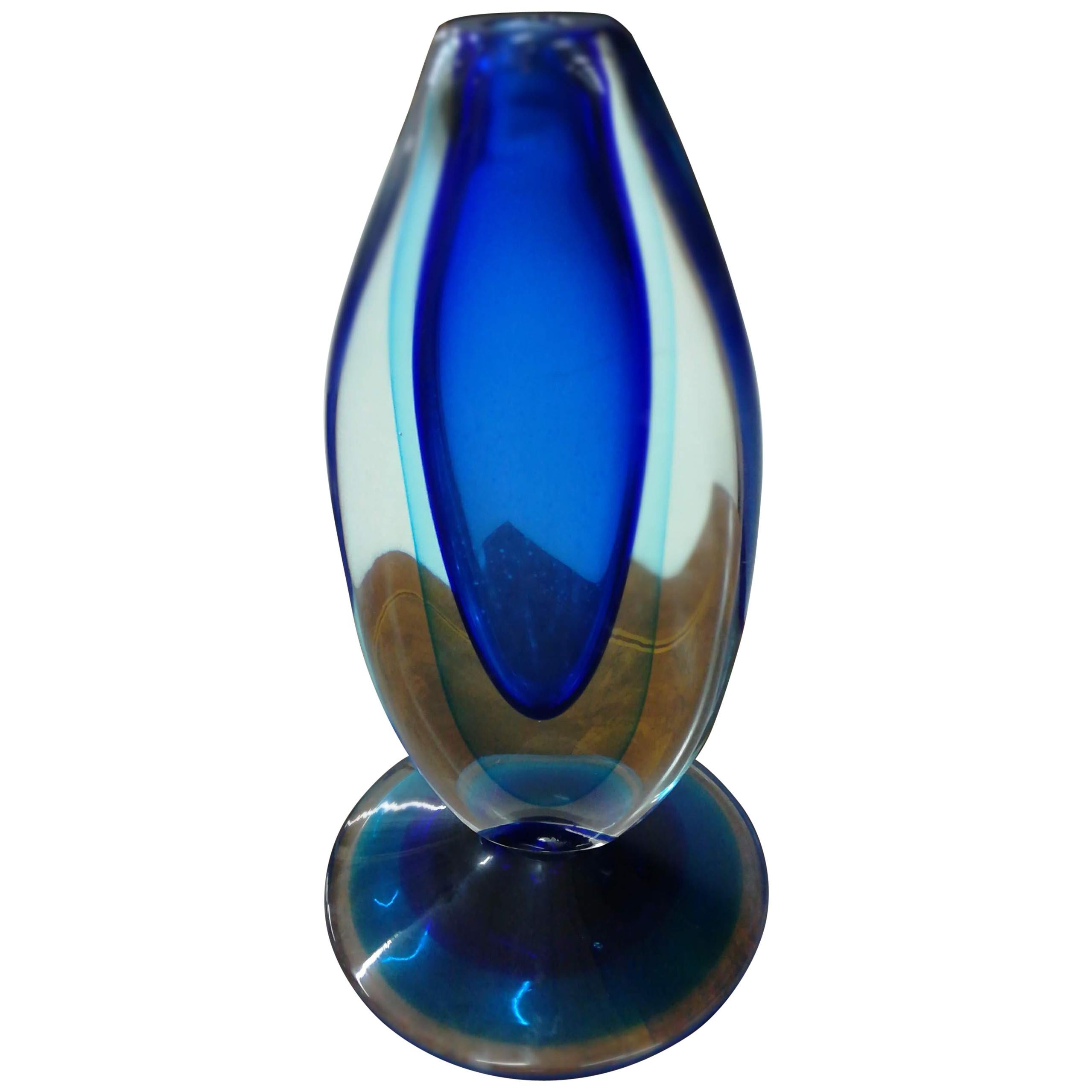 Blue Blown Glass Italian Sculpture For Sale