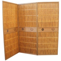 Vintage Japanese Reed Partition, Yoshizu, 1930s