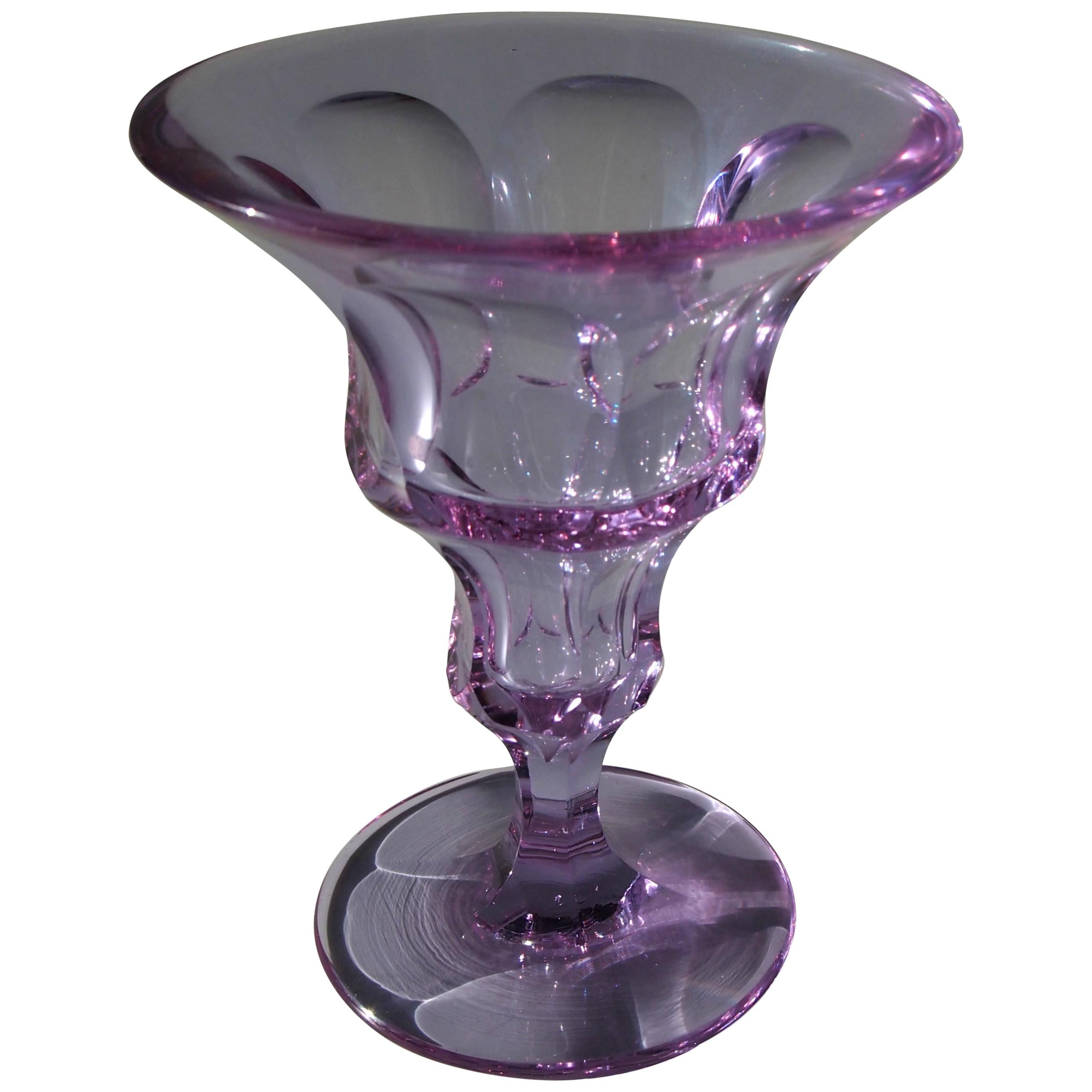 Czech Moser Art Deco Flare Top Color Change Alexandrit Glass Vase, H. Hussmann