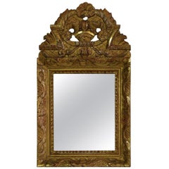Small French 19th Century Louis XV Baroque Style Giltwood Mirror