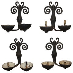 Superbe French Pairs of Iron Sconces