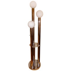 Modern 1960s Chrome and Lucite Three Globe Floor Lamp
