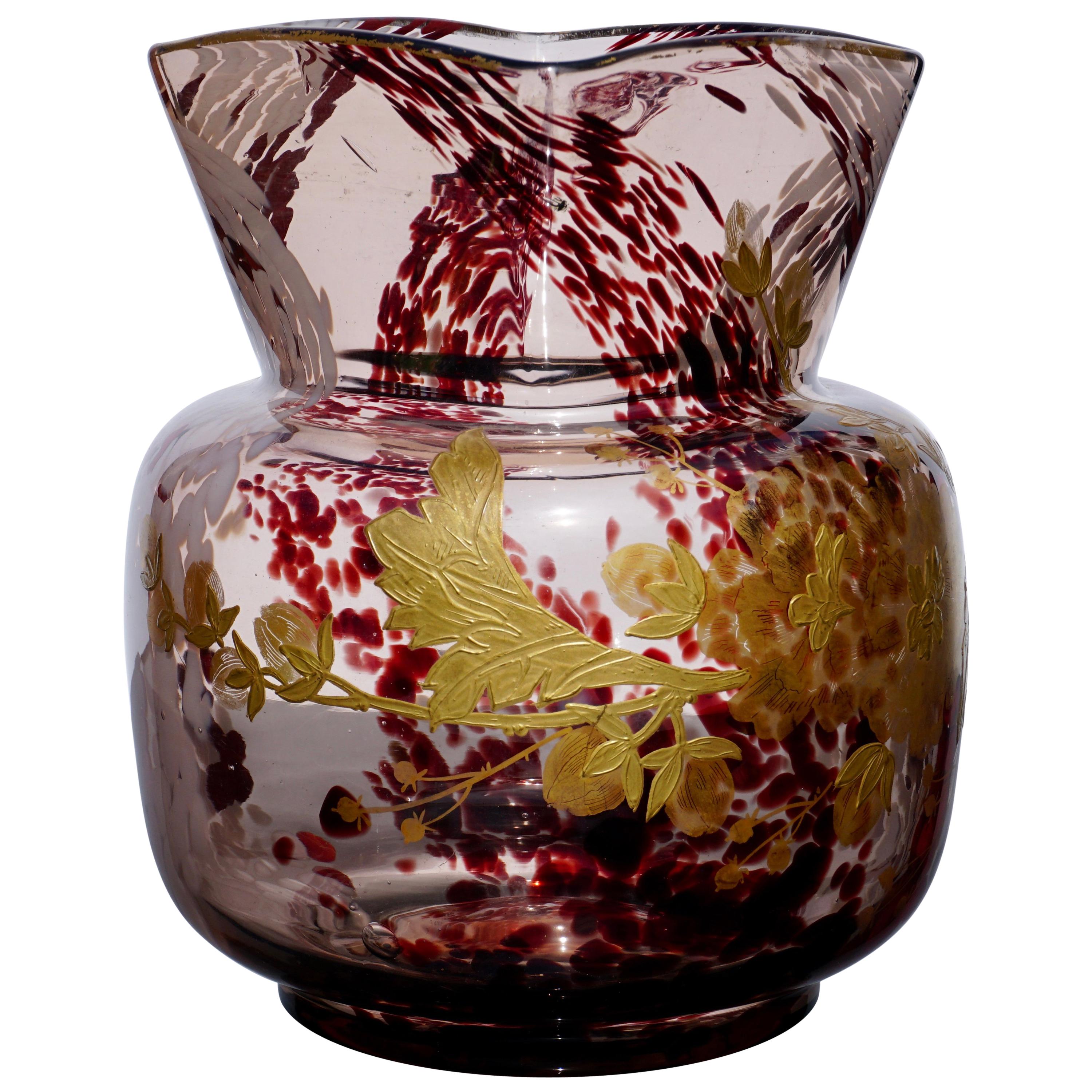 Ernest Baptiste Leveille Art Nouveau Gilt Floral Vase