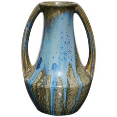Pierrefonds Crystalline Art Nouveau Handled Vase
