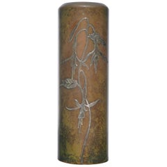Heintz Art Metal Shop Arts & Crafts Tall Sterling on Bronze Vase