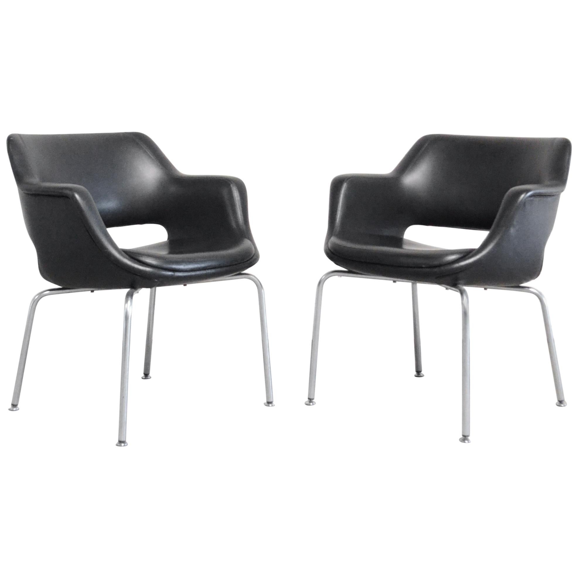 Olli Mannermaa Pair of Leather Kilta Chair by Eugen Schmidt & Cassina Martela