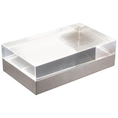Christofle France Lucite and Silver Plate Modernist Decorative Box