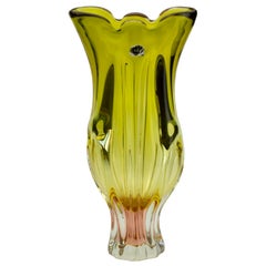 Bohemian Art Glass Vase by Josef Hospodka, Chribska Glasswork, 1960