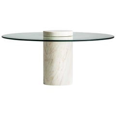 Italian Style and 1970s Design Marble and Glass Round Coffee Table