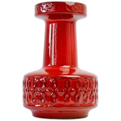 Mid-Century Modernist Red West German Vase by Fohr Pottery, circa 1970