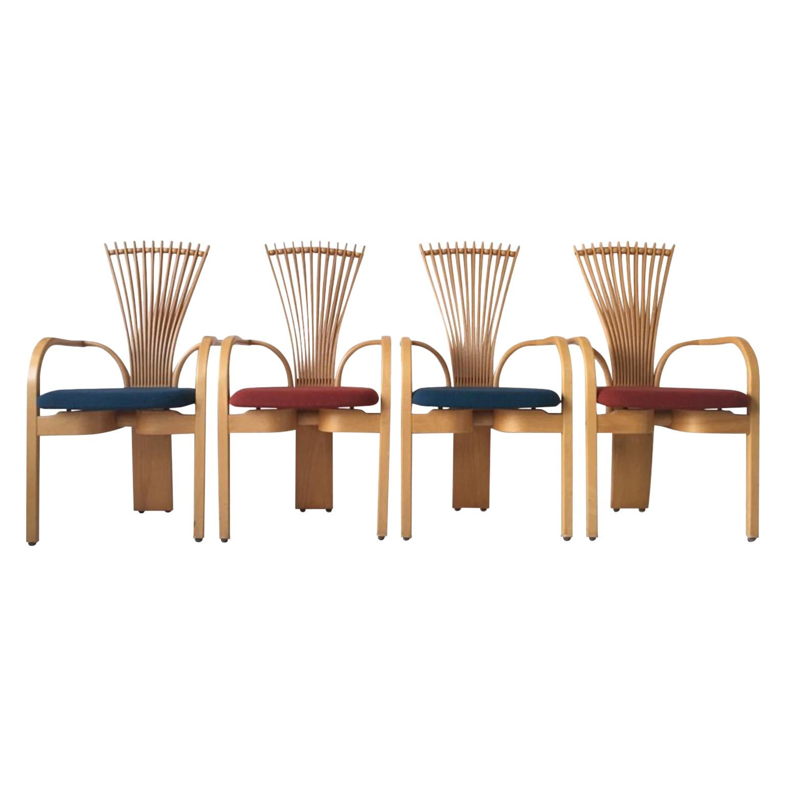 Extraordinary Memphis Style TOTEM Chairs by Torstein Nilsen for Westnofa, 1980s