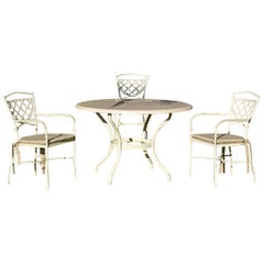 Conjunto de Mesa y Sillones de Comedor de Hierro Forjado, Muebles de Jardín o Patio