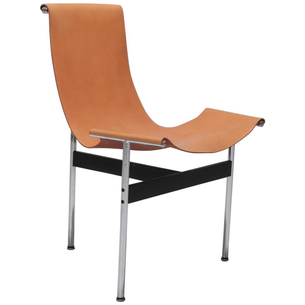 Laverne International T Chair in Natural Cognac Leather by Ross Littel