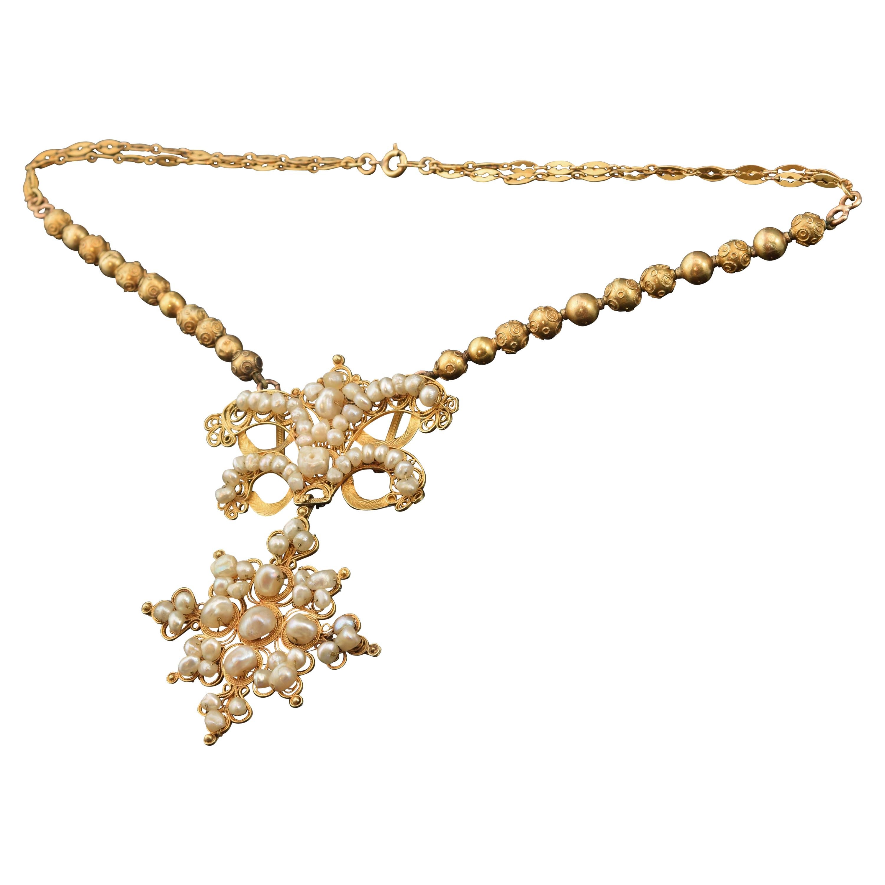 Short Necklace 'choker', Gold, Pearls, circa Late 19th Century