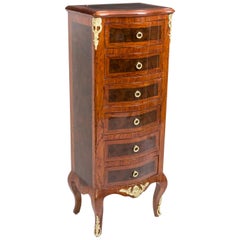 Vintage French Inlaid and Ormolu Semanier Chest of Drawers