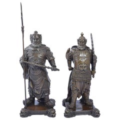 Pair of Bronze Chinese Warriors