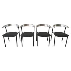 Minimalist Metal Armchairs, Cowhorn Chairs in Style of Borek Sipek