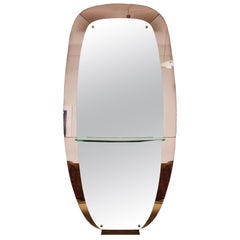 1950s Large Beveled Mirror, Pink Mirror Frame, Cristal Arte, Italy