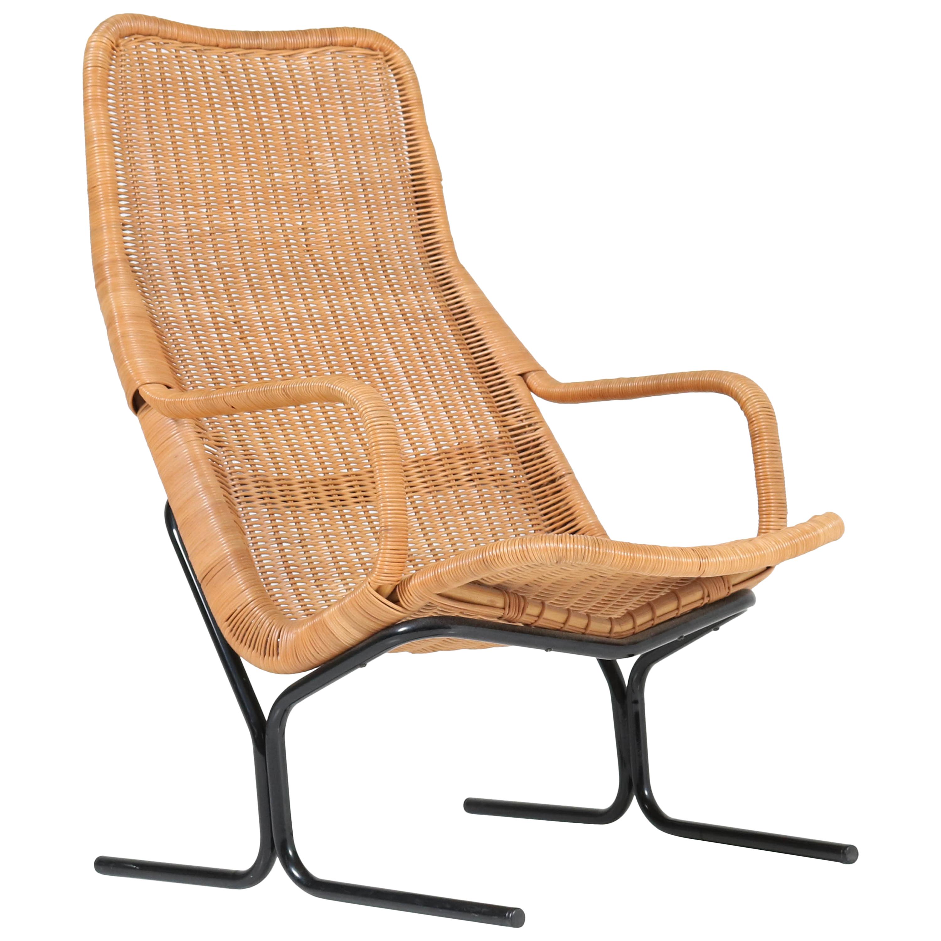 Mid-Century Modern Wicker 514 Lounge Chair by Dirk van Sliedrecht for Rohé, 1961
