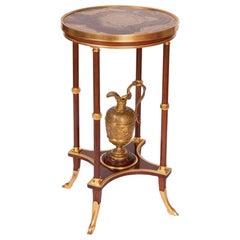 Antique Directoire Style Athenienne Stand in Mahogany, Onyx and Gilt Bronze