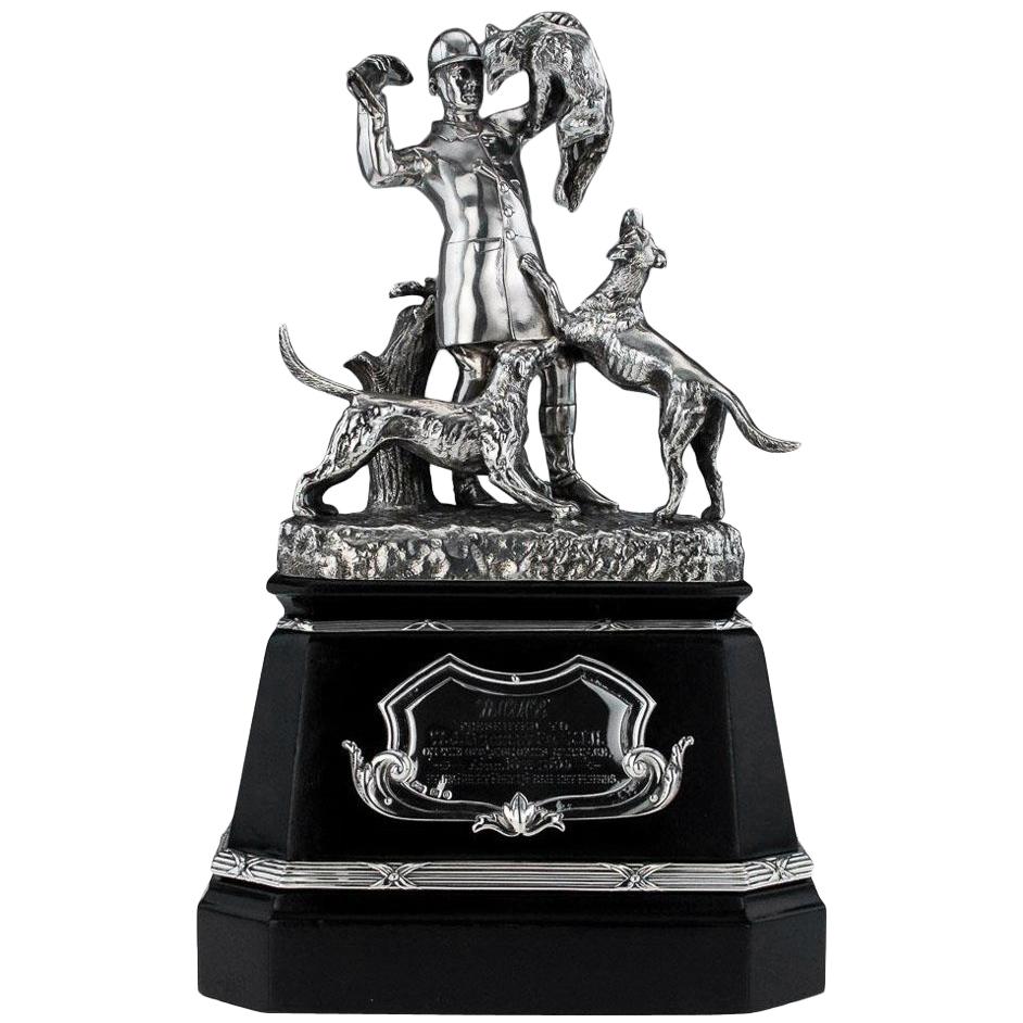 Trofeo de caza victoriano de plata maciza del siglo XIX, Elkington, hacia 1894