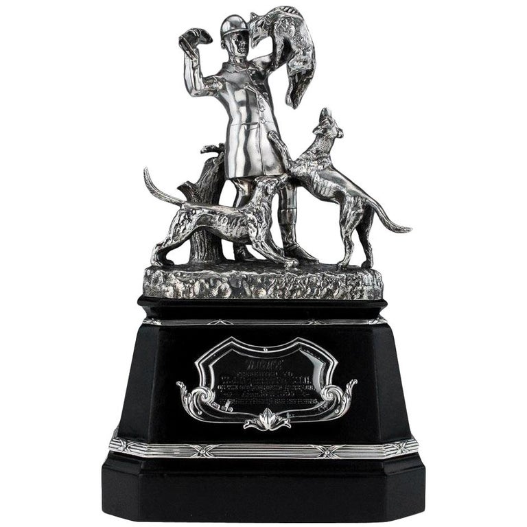 19th Century Victorian Solid Silver Hunting Trophy, Elkington, circa 1894 For Sale